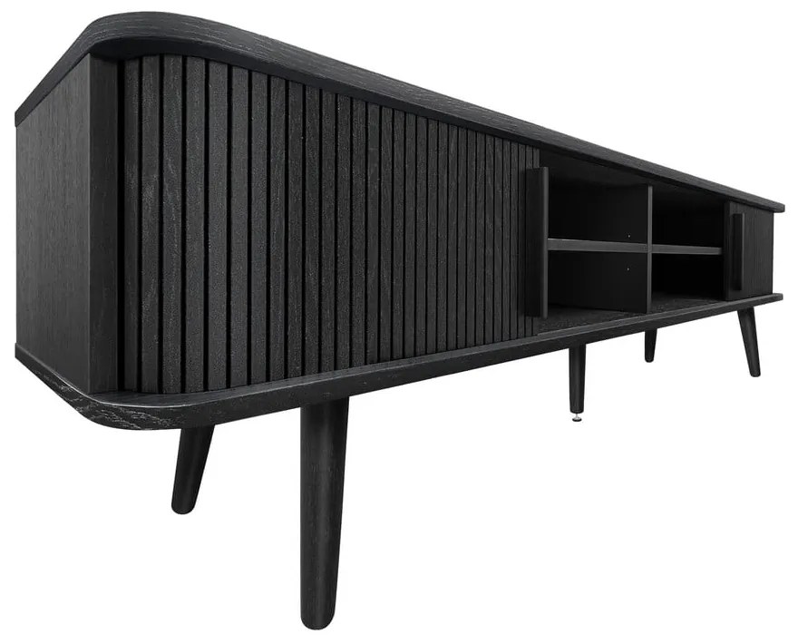 Черна маса за телевизор от декор от дъб 178x50x40 cm Rove – Woodman