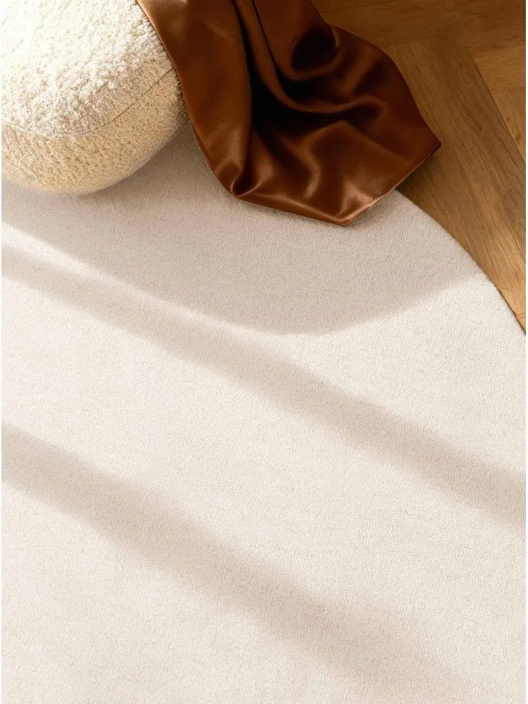 Кремав ръчно изработен вълнен кръгъл килим ø 200 cm Puristic Knots – Elle Decoration