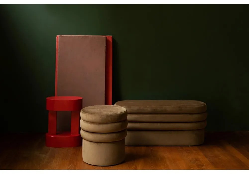 Кафява кадифена табуретка Aditi – Dutchbone