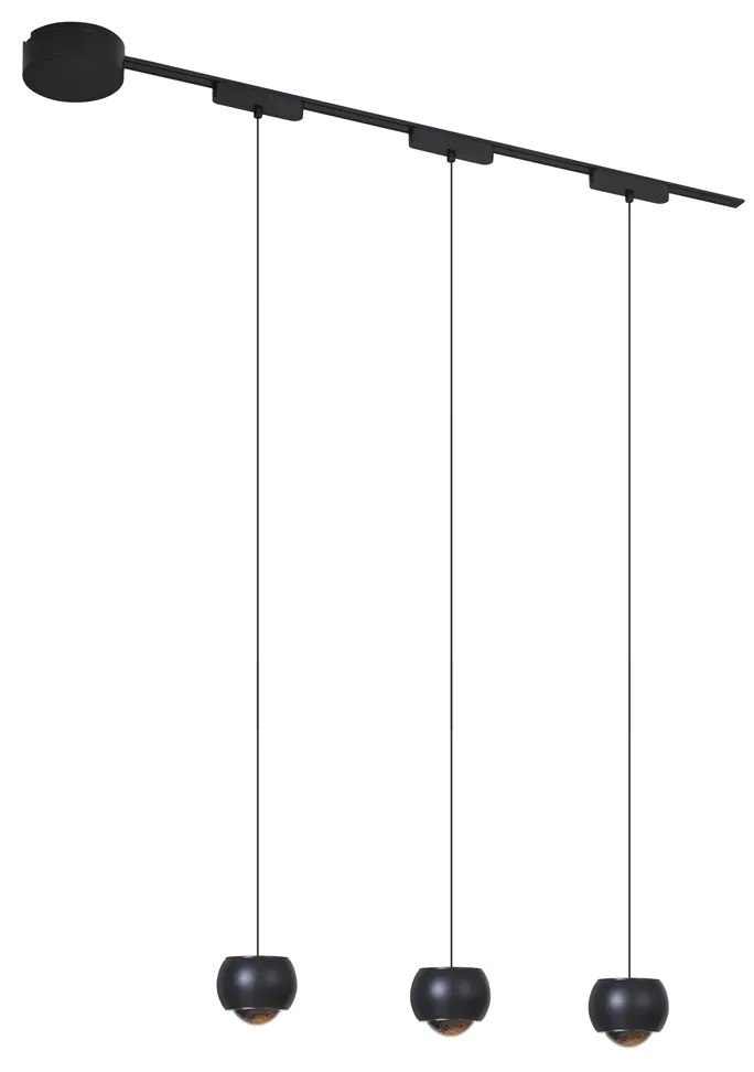 Modern railsysteem met 3 hanglampen zwart 1-fase - Magnetic Lance