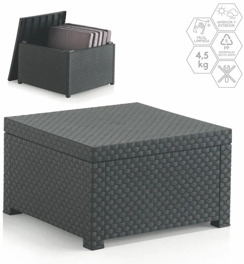 Градинска маса за съхранение от изкуствен ратан 56x56 cm – Juinsa