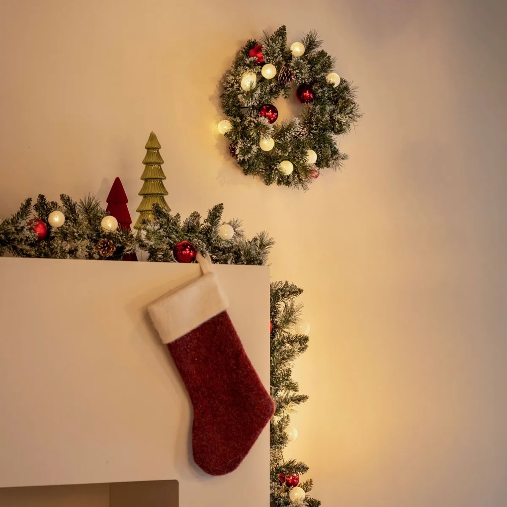 Коледен гирлянд бял с червено 270 см вкл. LED с таймер - Jack