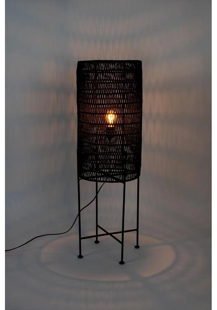 Черна подова лампа с абажур от юта (височина 95 cm) Kari - Dutchbone