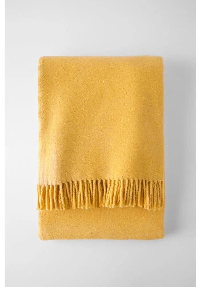 Жълто одеяло със съдържание на памук Basics, 140 x 180 cm Plain - Euromant