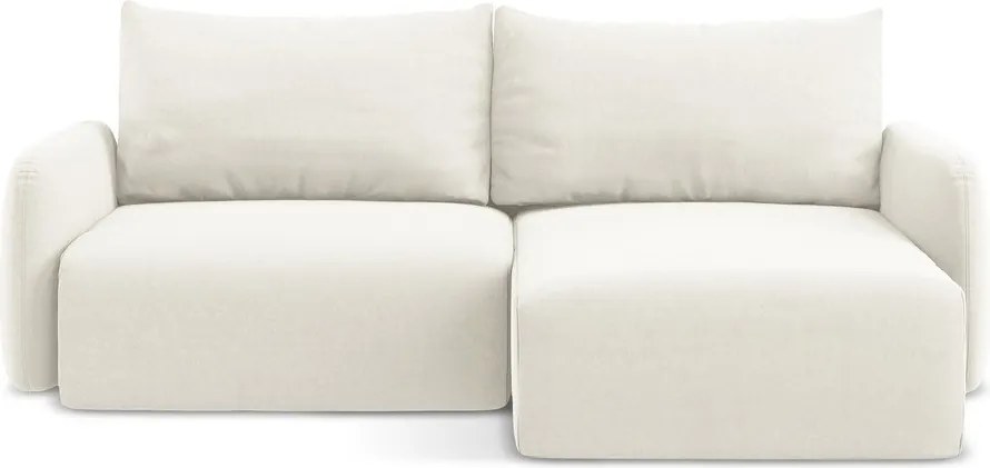 Кремав кадифен сгъваем/с място за съхранение ъглов диван (десен ъгъл) Kalena – Makamii