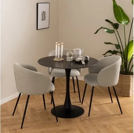 ЦЛЯРА Бежово (тъкан Басэл 24)/черни крака - МОДЕРЕН ТАПИЦИРАН СТОЛ ЛОФТ ЗА ДНЕВНА/ТРАПЕЗАРИЯ/ОФИС