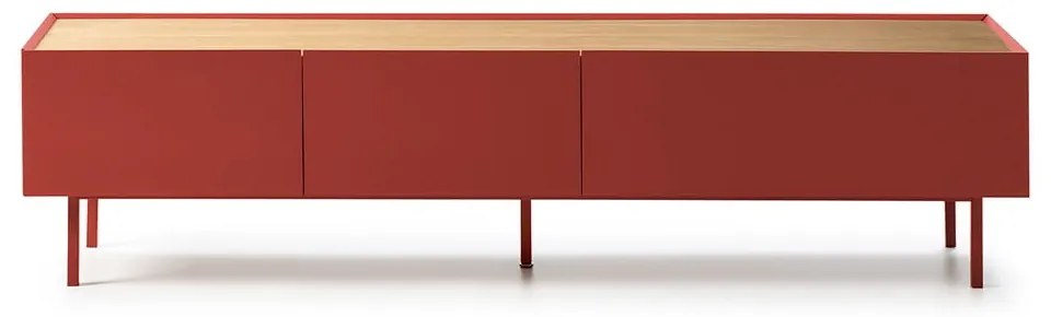 Червена маса за телевизор от декор от дъб 180x45 cm Arista – Teulat