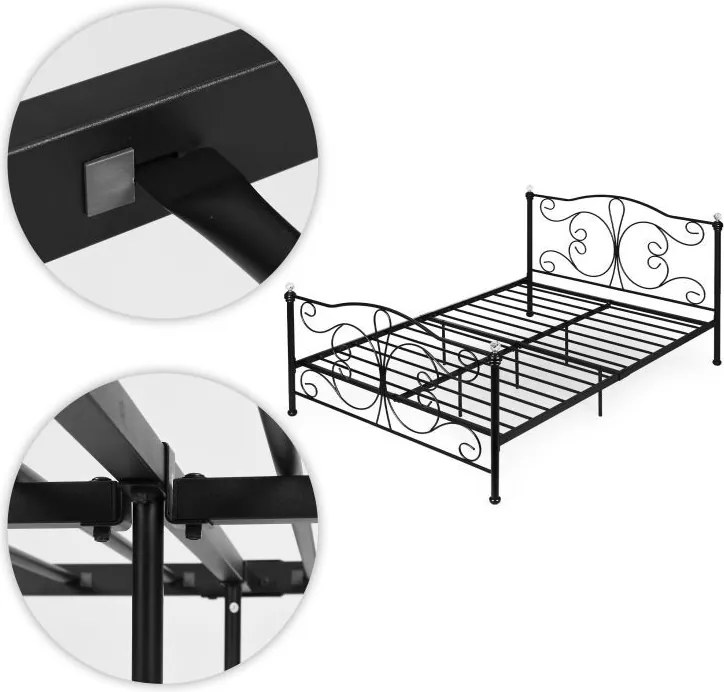 Модерно метално легло със стабилна рамка и висока табла Ширина: 160 см Дължина: 200 см