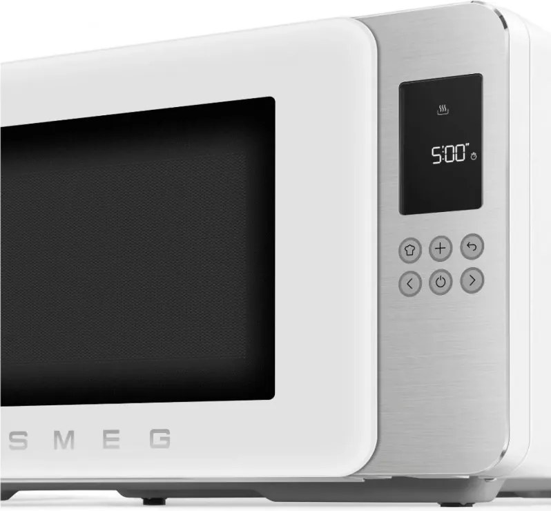 Микровълнова фурна с грил 4в1 SMEG Collezione MOC01WHMEU, 1900W, 29 л, 18 програми, Плавно затваряне, Звуков сигнал, LCD, Бял мат