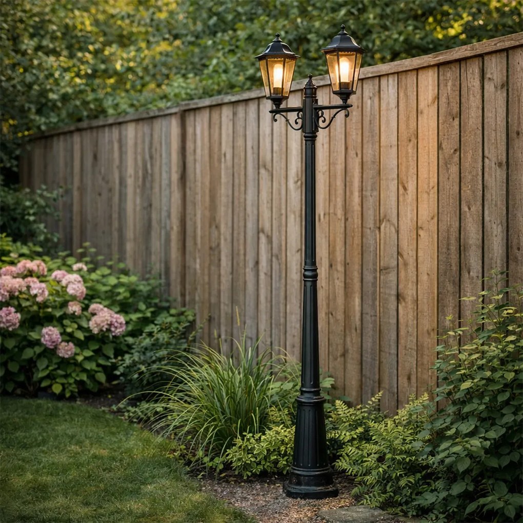 Черна външна лампа 220 см 2-светлина IP44 - Хавана