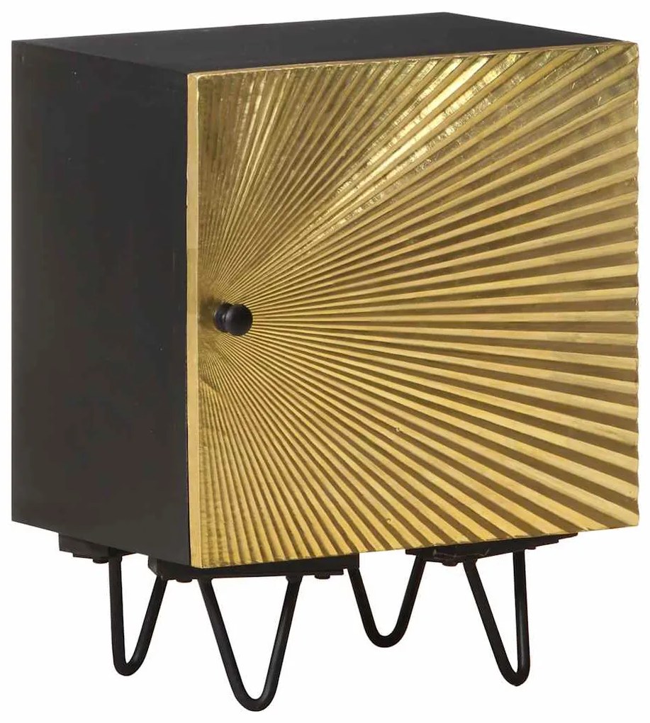 322680 vidaXL Нощно шкафче с месингова предна част 40x30x50 см манго масив