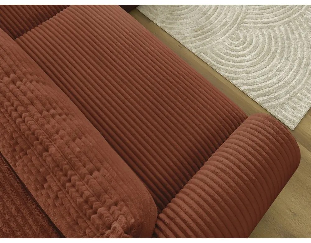 Разтегателен ъглов диван от рипсено кадифе в тухлен цвят (десен ъгъл) Lucien – Bobochic Paris