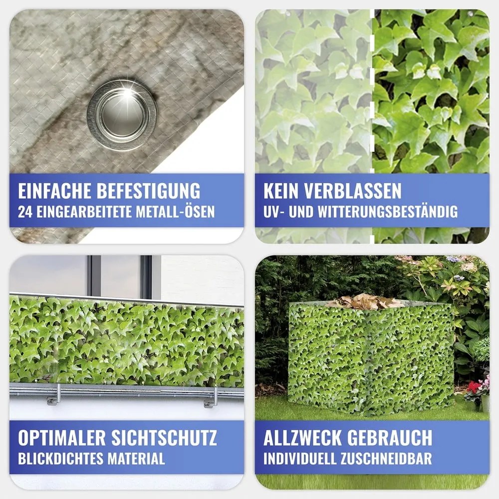 Зелен пластмасов балконски параван 500x85 cm Wilder Wein – Maximex