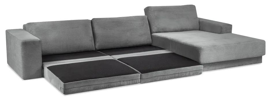 Разтегателен диван от сив велур , десен ъгъл Donatella - Milo Casa