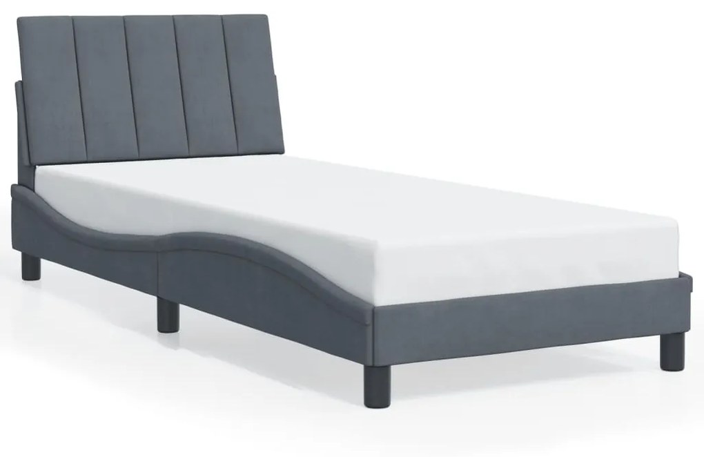 3207826 vidaXL Рамка за легло без матрак Hanko, тъмносива, 90x200 см, кадифе