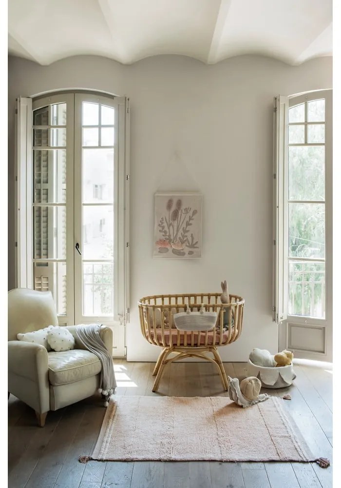 Светлорозов ръчно изработен памучен килим подходящ за пране 140x200 cm Bloom Rose – Lorena Canals