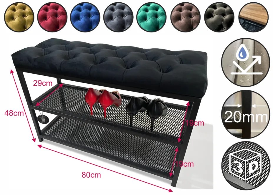 Пейка за обувки Loft с тапицирана седалка 80 см - повече цветове Жълто