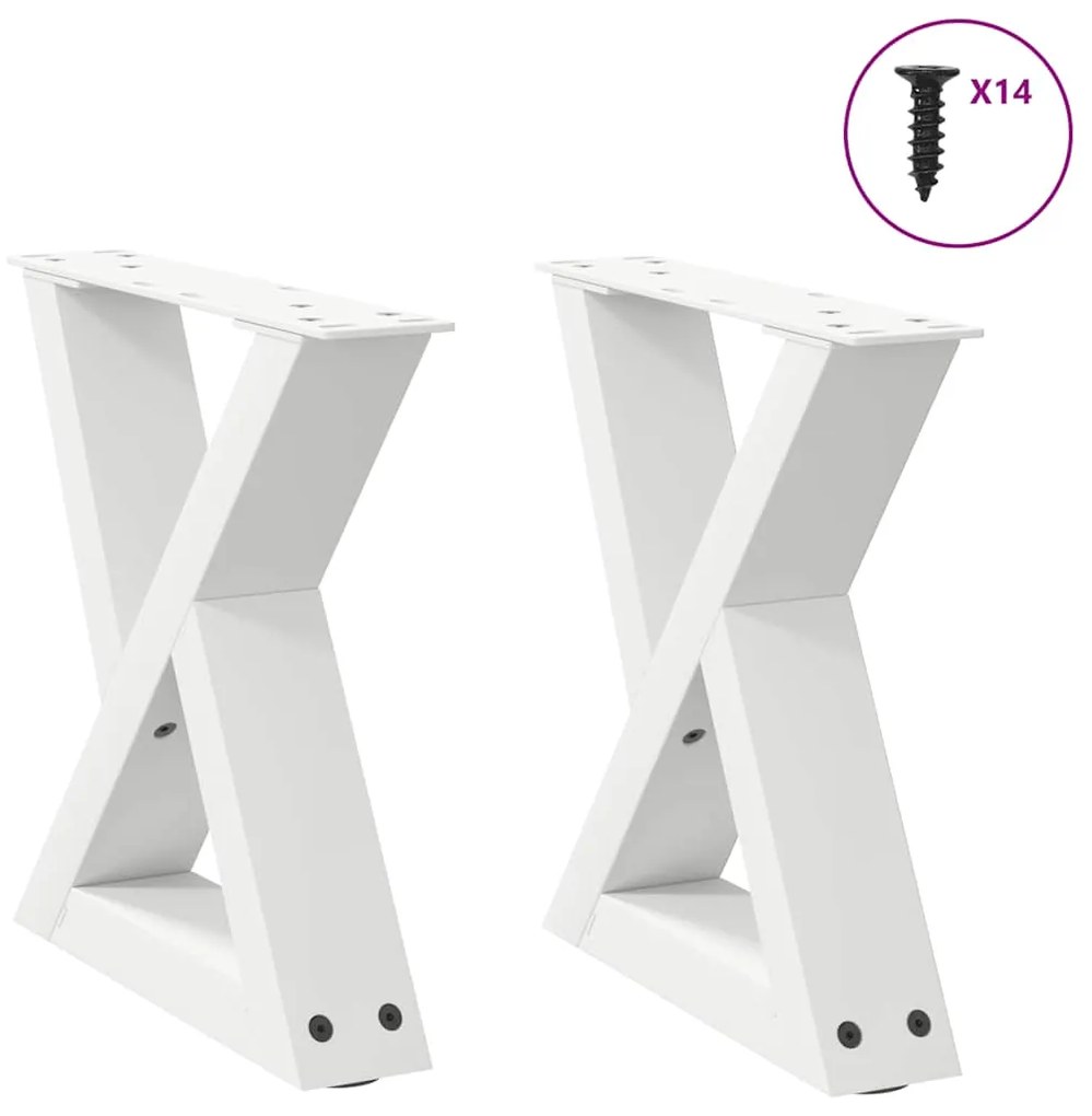 4012677 vidaXL Крака за масичка за кафе, 2 бр., бели, 30 x (30-31,3) см, стомана