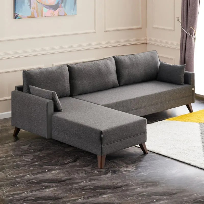 Диван Bella от плат с ляв ъгъл в антрацитен цвят 275x165x85см.