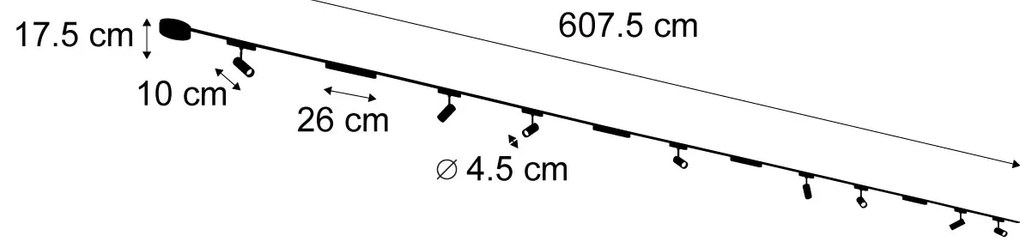 Релсова система за осветление с 8 прожектора и 4 таванни лампи черна 1-фазна - Magnetic Gert Puntua