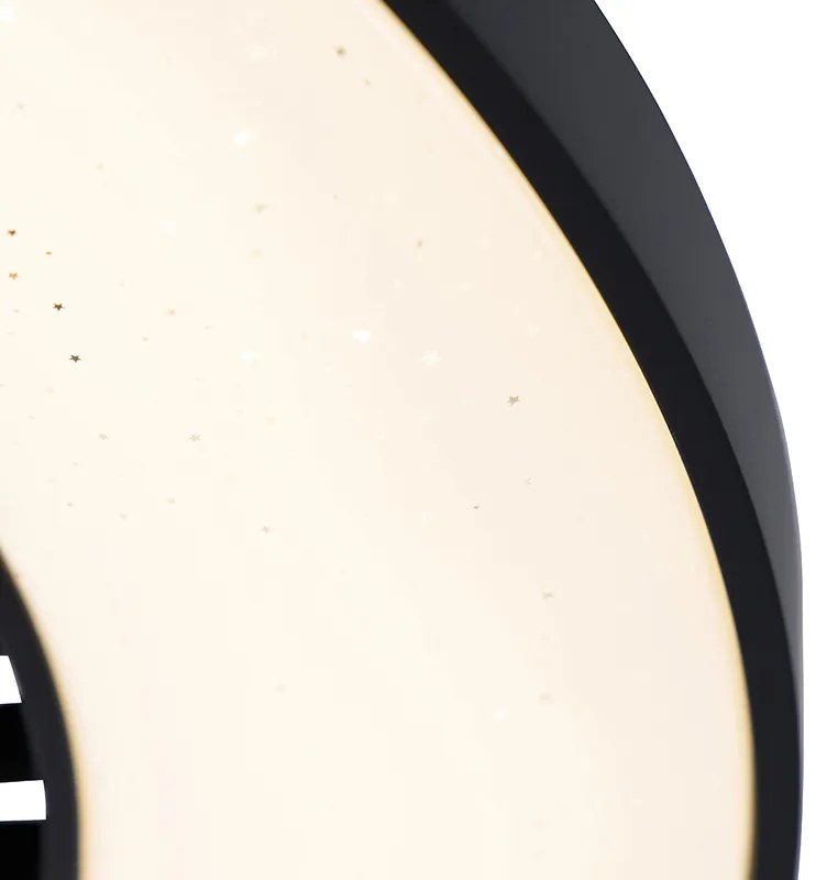 Вентилатор за таван черен със звезден ефект 60 см вкл. LED димируем с дистанционно управление - Climo