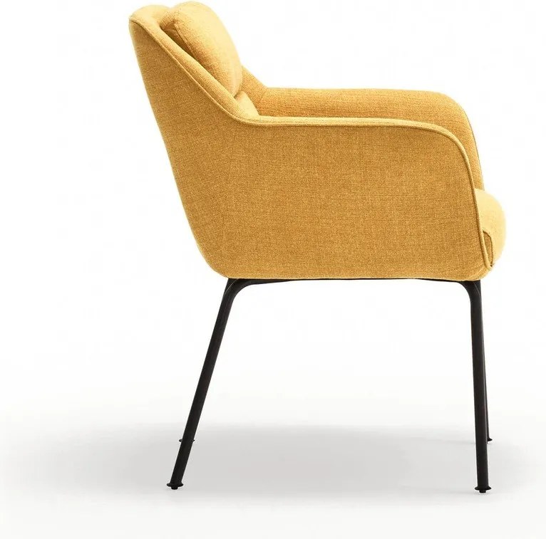 Тапициран трапезен стол с подлакътници в цвят горчица Sadira – Teulat