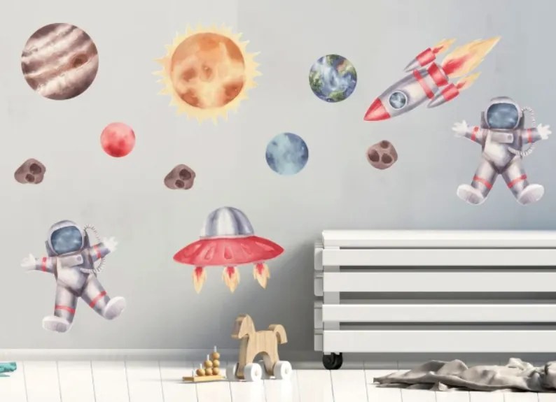 Вълшебни светещи стикери за деца - астронавт, планета и ракета Šírka: 30 cm | Dĺžka: 50 cm