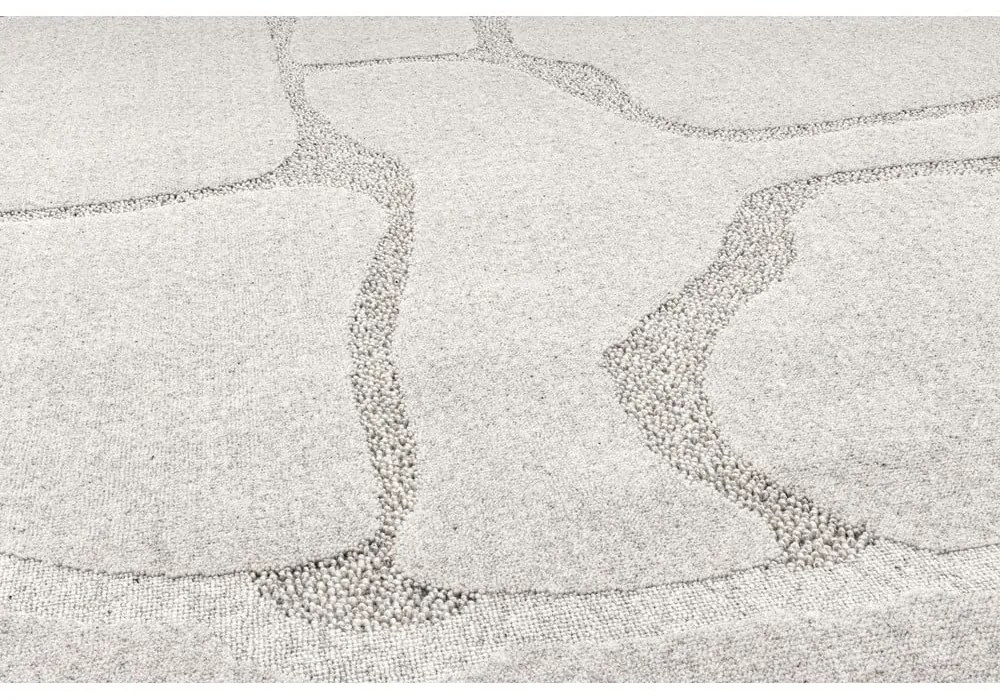 Светлосив вълнен кръгъл килим ø 120 cm Morphic Organica – Agnella