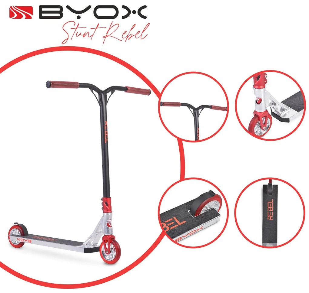 Byox  -  Тротинетка Stunt Rebel червен
