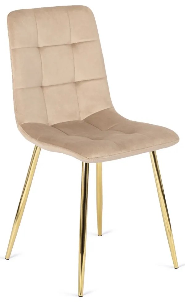 Тапициран кадифен стол YORK със златни крака - различни цветови покрития Зелено