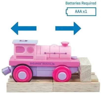 Bigjigs - Дървен локомотив на батерия - Розов