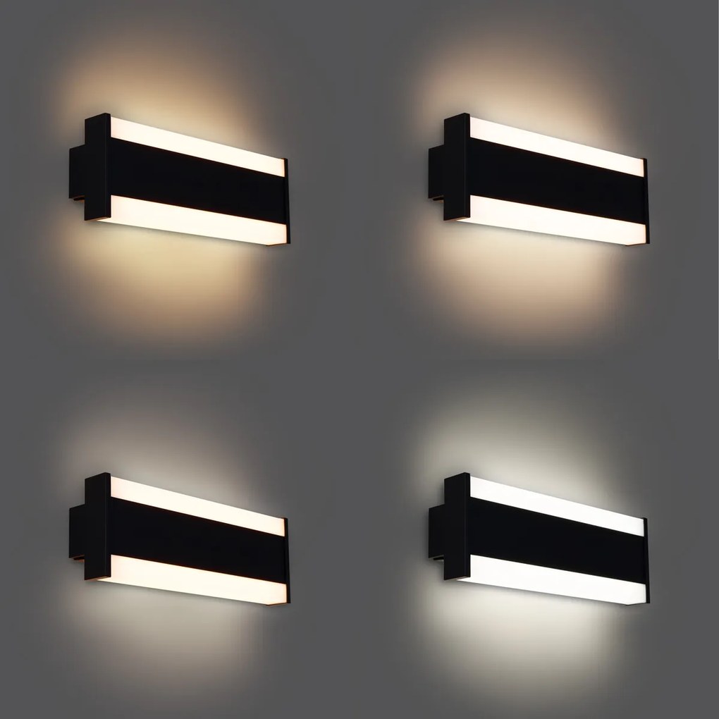Модерна стенна лампа черна 30 см с LED CCT IP54 - Ваня