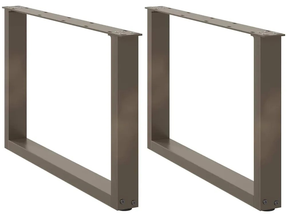 4013163 vidaXL Крака за масичка за кафе, U-образни, 2 бр., естествена стомана, 60 x (42-43) см, стомана