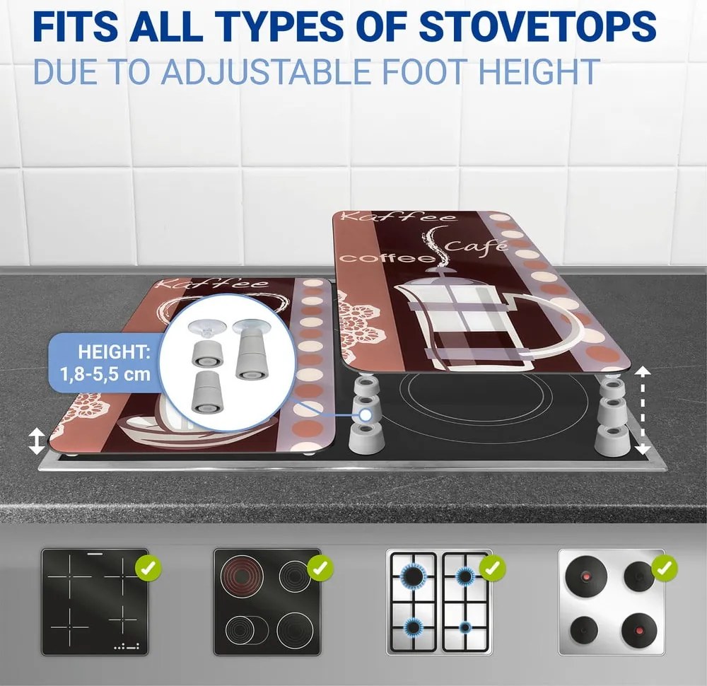 Комплект от 2 стъклени капака за печка Кафе, 52 x 30 cm Coffee Flamour - Maximex