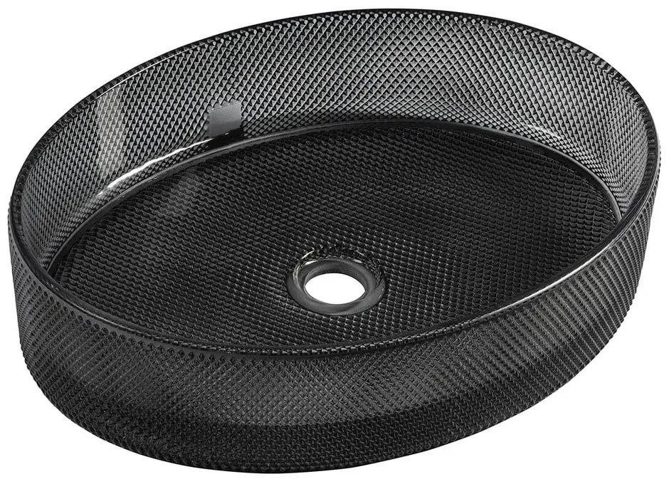 Черна стъклена мивка 49x38 cm Nobal – Sapho