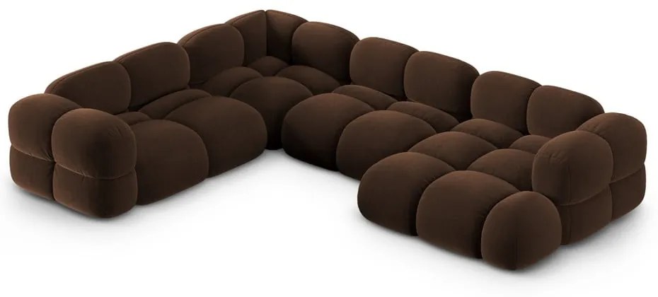 Тъмнокафяв кадифен ъглов диван (ляв ъгъл/U форма) Loretto – Cosmopolitan Design