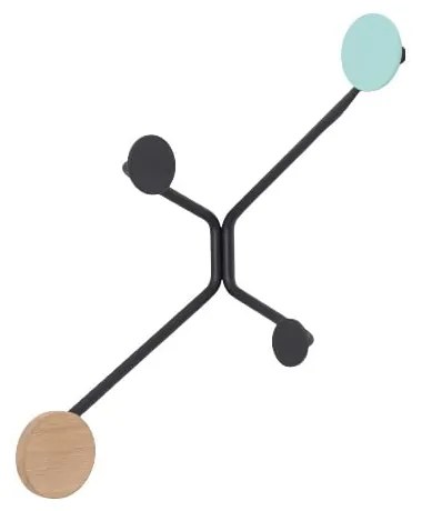 Черна ъглова закачалка за стена с детайли в ментово зелено Hook - Gazzda