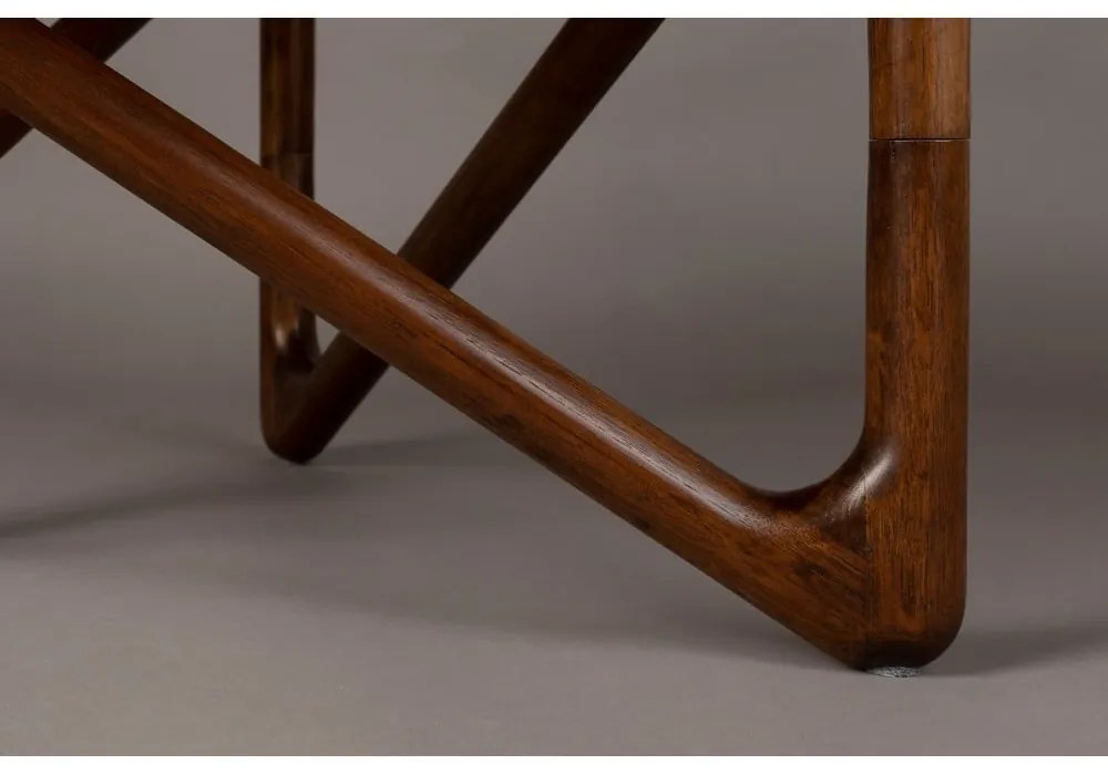 Кафява кръгла масичка за кафе със стъклен плот ø 80 cm Naia – Dutchbone