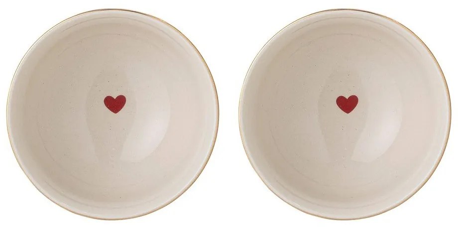 Кремави глинени купички в комплект от 2 бр. с коледни мотиви 500 ml Jolly – Bloomingville