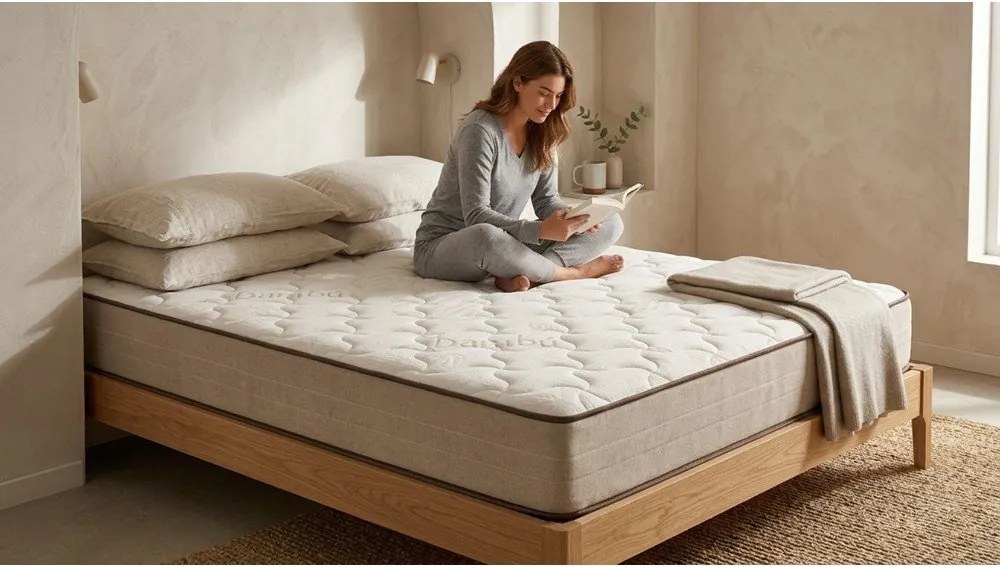 Двустранен матрак от средна/екстра твърда пяна, 90 x 200 cm Bamboo Eco Fresh - Moonia