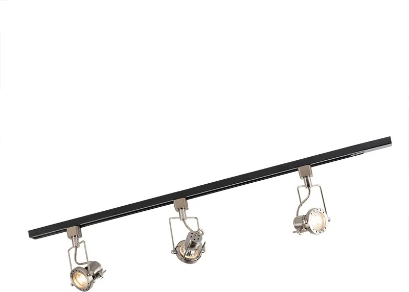 Интелигентна 1-фазна релса черна със стомана, вкл. 3 WiFi GU10 - Iconic Suplux