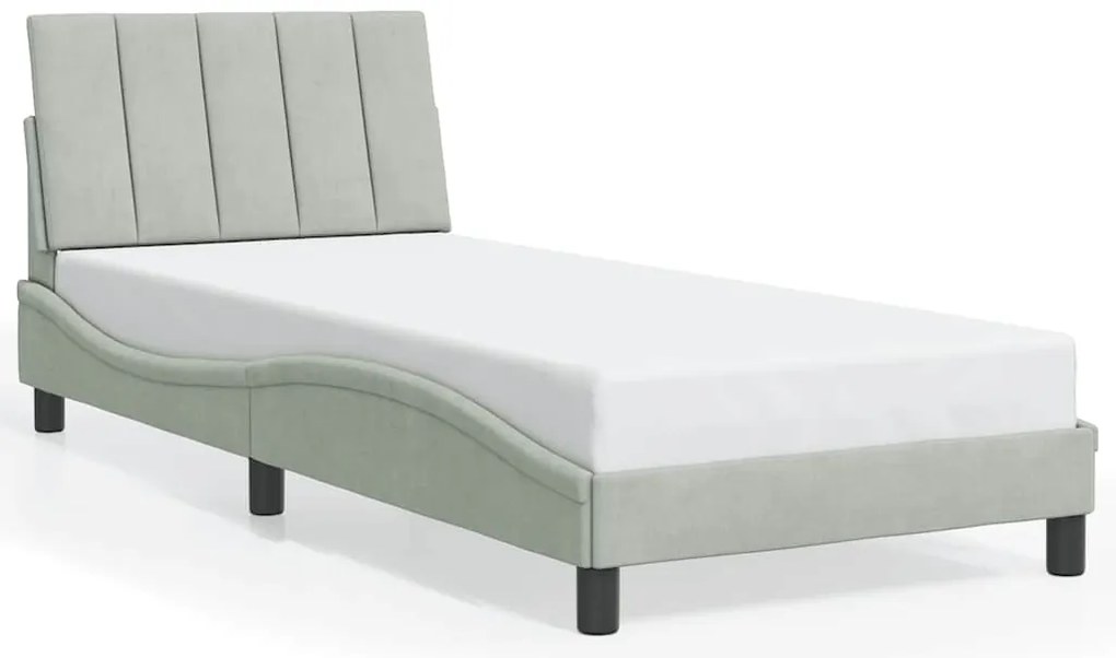 3207813 vidaXL Рамка за легло без матрак Hanko, светлосива, 80x200 см, кадифе