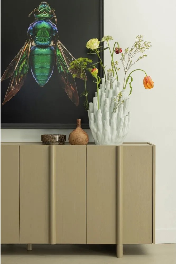 Бежов нисък скрин с чекмеджета от борова дървесина 200x85 cm Basu - WOOOD