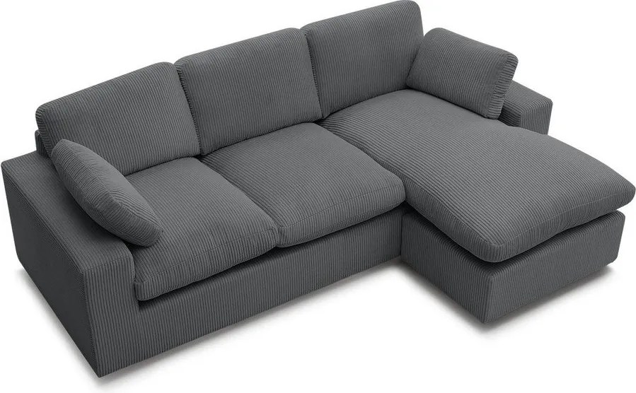 Тъмносив ъглов диван от рипсено кадифе Belair – Bobochic Paris