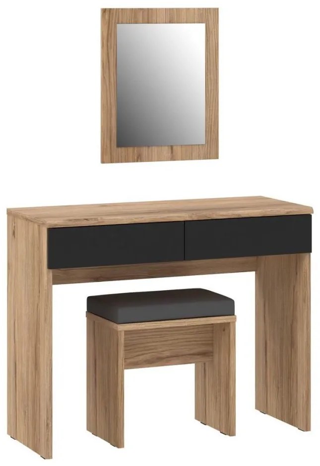 Тоалетка ERO + табуретка кафява/черна