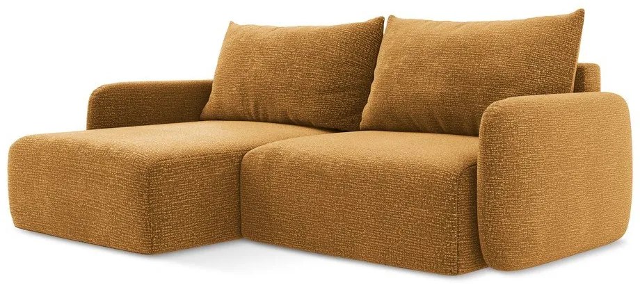 Оранжев разтегателен ъглов диван с място за съхранение (ляв ъгъл) Kalena – Makamii