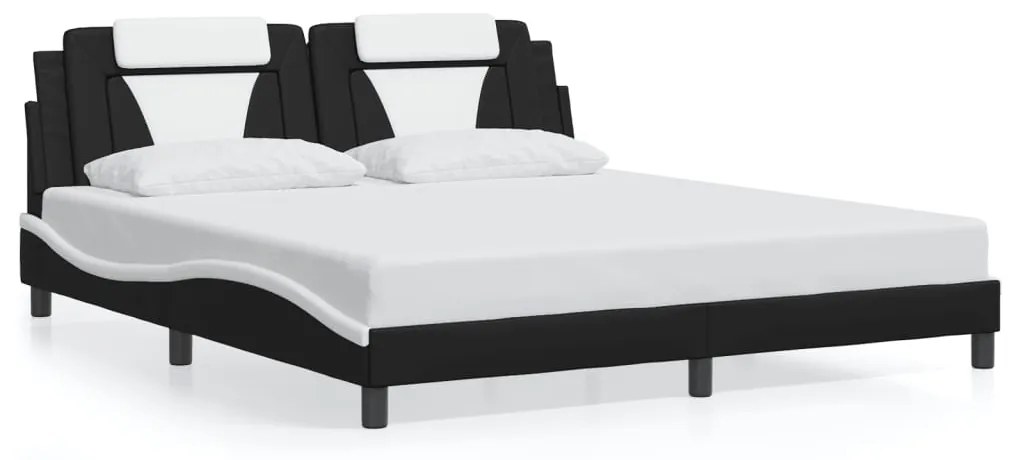 3208115 vidaXL Рамка за легло Viana без матрак, черна, бяла, 180x200см, изкуствена кожа