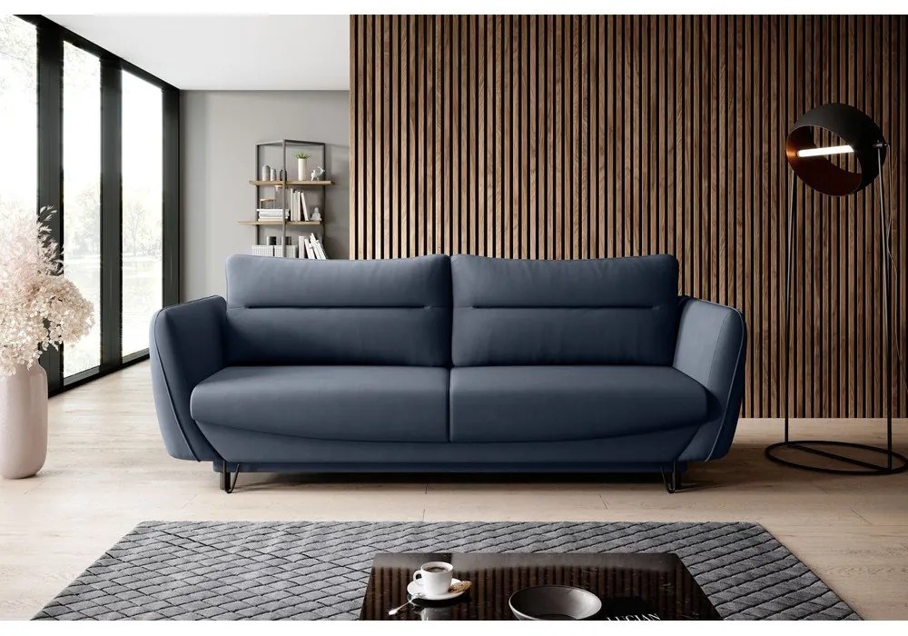 Син шенилов сгъваем/с място за съхранение диван 236 cm Silva – ELTAP