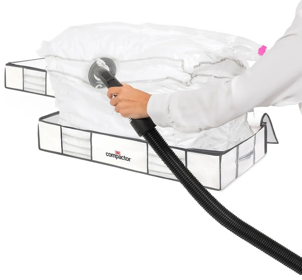 Комплект от 2 бели кутии за съхранение под леглото с вакуумна опаковка XLarge Underbed , 105 x 15,5 cm Life - Compactor