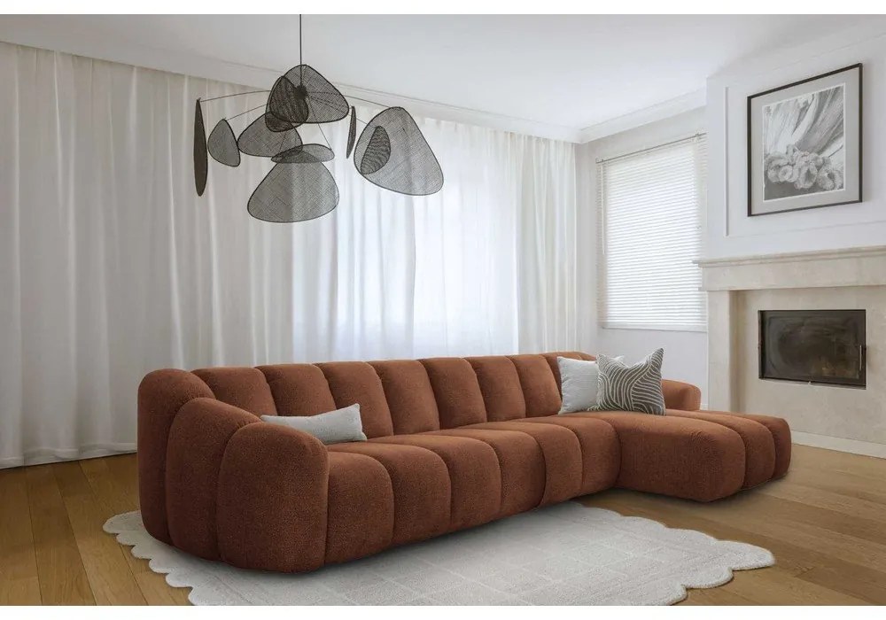 Теракотен ъглов диван (десен ъгъл) Shell – Miuform